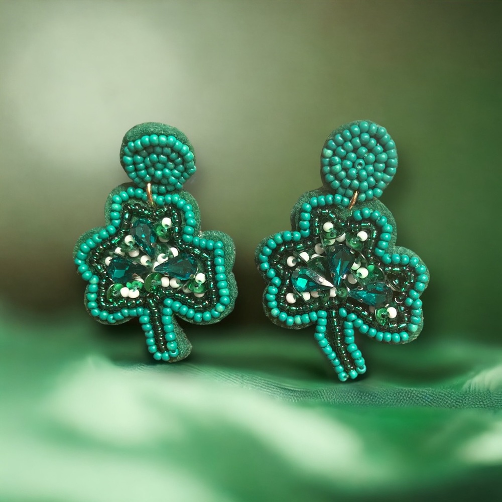 Beaded Shamrock Earrings